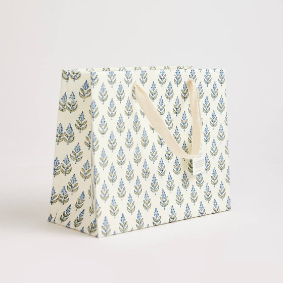 Medium Hand Block Printed Gift Bags - Blues