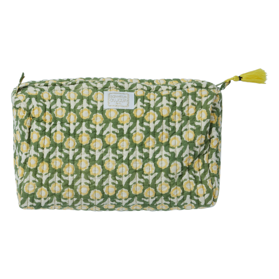 Toiletries Pouch With Indian Flowers Isha Green