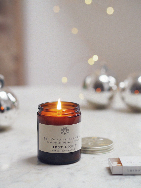 First Light ® Scented Soy Candles in Amber Jars - The Botanical Candle Co.