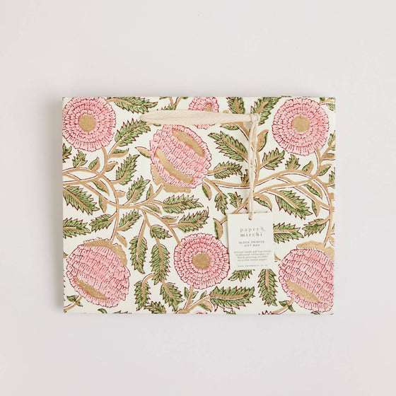 Medium Hand Block Printed Gift Bags - Pinks