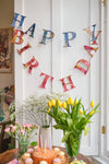 Happy Birthday - Recycled Blue Mix Sewn Garland