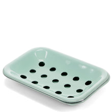  Two-Part Enamel Soap Dish - Blue/Green