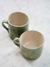 Wonki Ware Green Wash Handmade Mugs