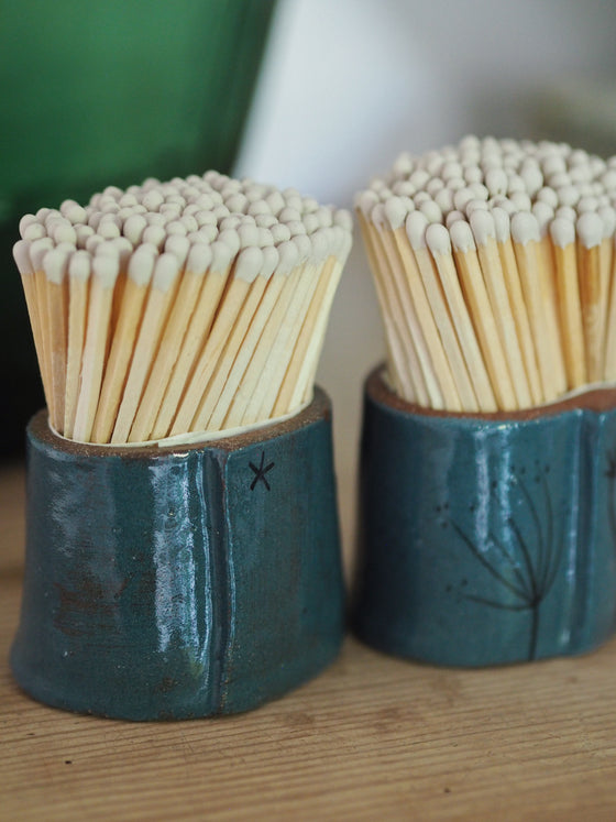 Teal & Black Match Pots by Steven Jenkins