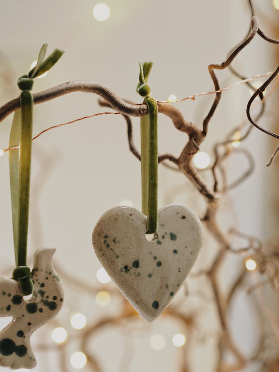 Green Splatter Stoneware Decorations