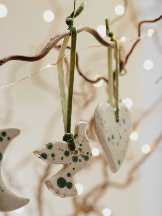 Green Splatter Stoneware Decorations