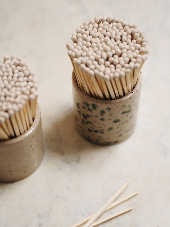 Stoneware Match Pots