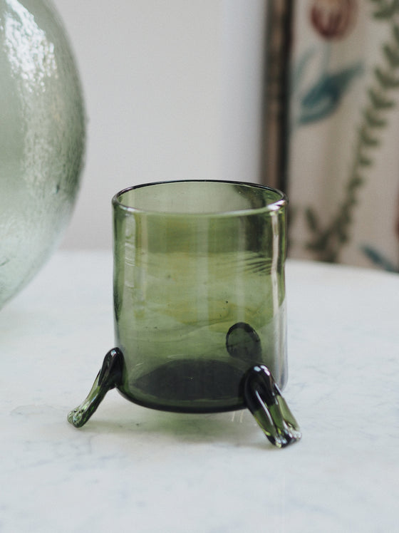 Green Smoke Footed Hurricane Vase