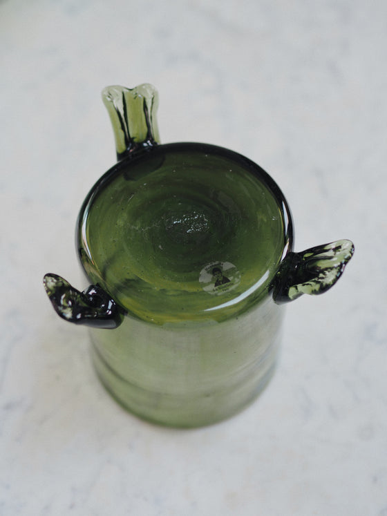 Green Smoke Footed Hurricane Vase