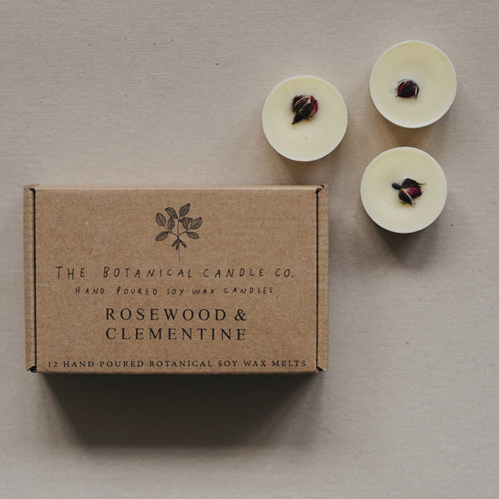 12 Rosewood & Clementine Scented Botanical Soy Wax Melts