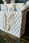 Medium Hand Block Printed Gift Bags - Blues