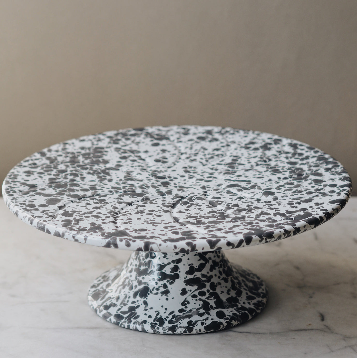 Grey White Splatterware Enamel Cake Stand The Botanical Candle Co